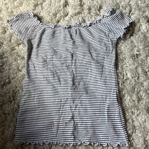 cropped striped off shoulder top
